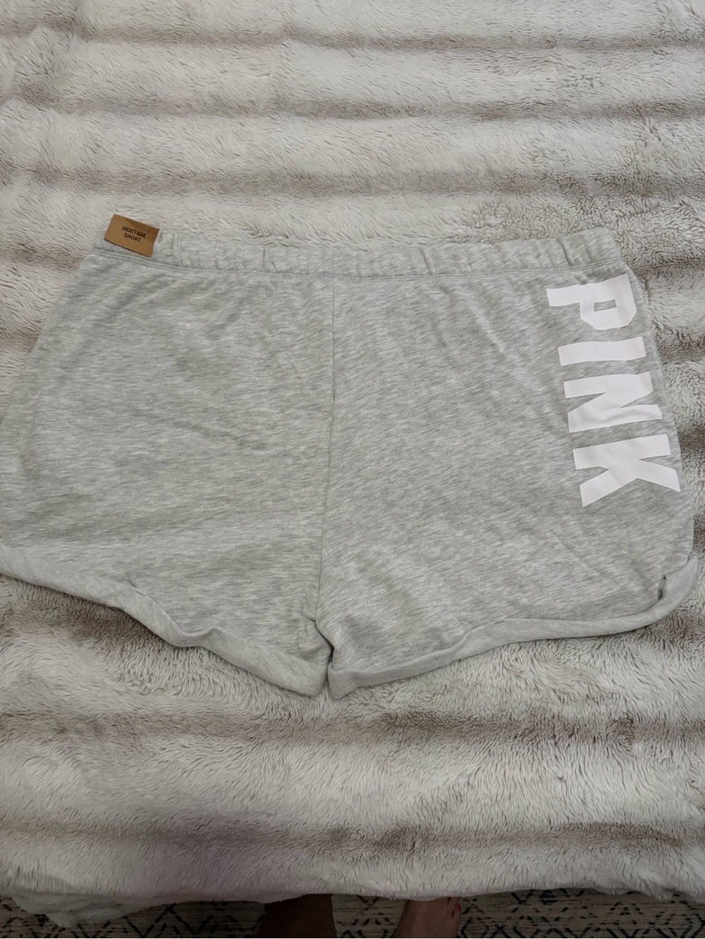 PINK Victoria's Secret Light Gray Logo Athletic Shorts